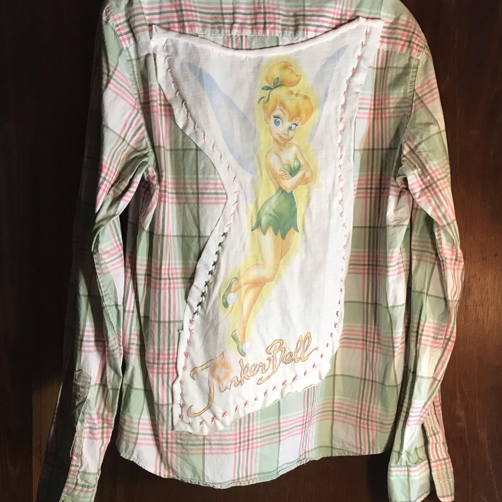 Repurposed Mens Gap Untucked Shirt for Women Tinkerbell